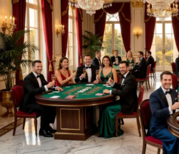 Wieczór Casino Nights Wonderstar s. r. o. z eleganckimi stołami do pokera, ruletki i blackjacka podczas luksusowego eventu firmowego.