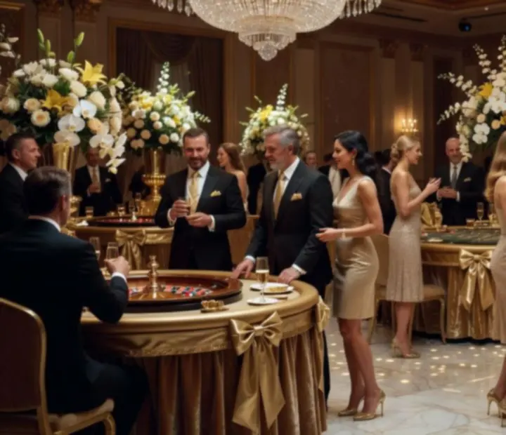 Tematyczna gala casino w luksusowej sali bankietowej